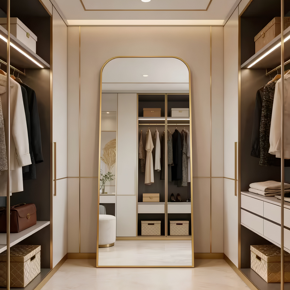 Miroir arche doré sur pied XXL | Athénaïs