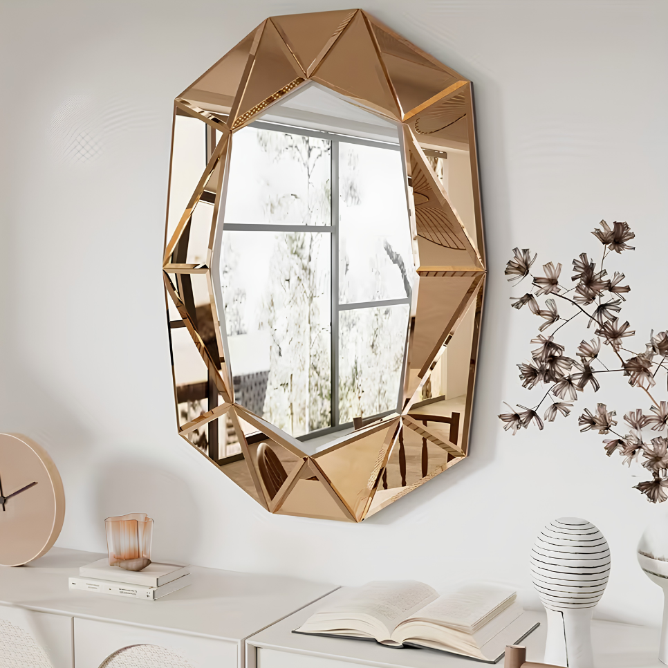 Miroir design bronze facetté géométrique | Pénélope