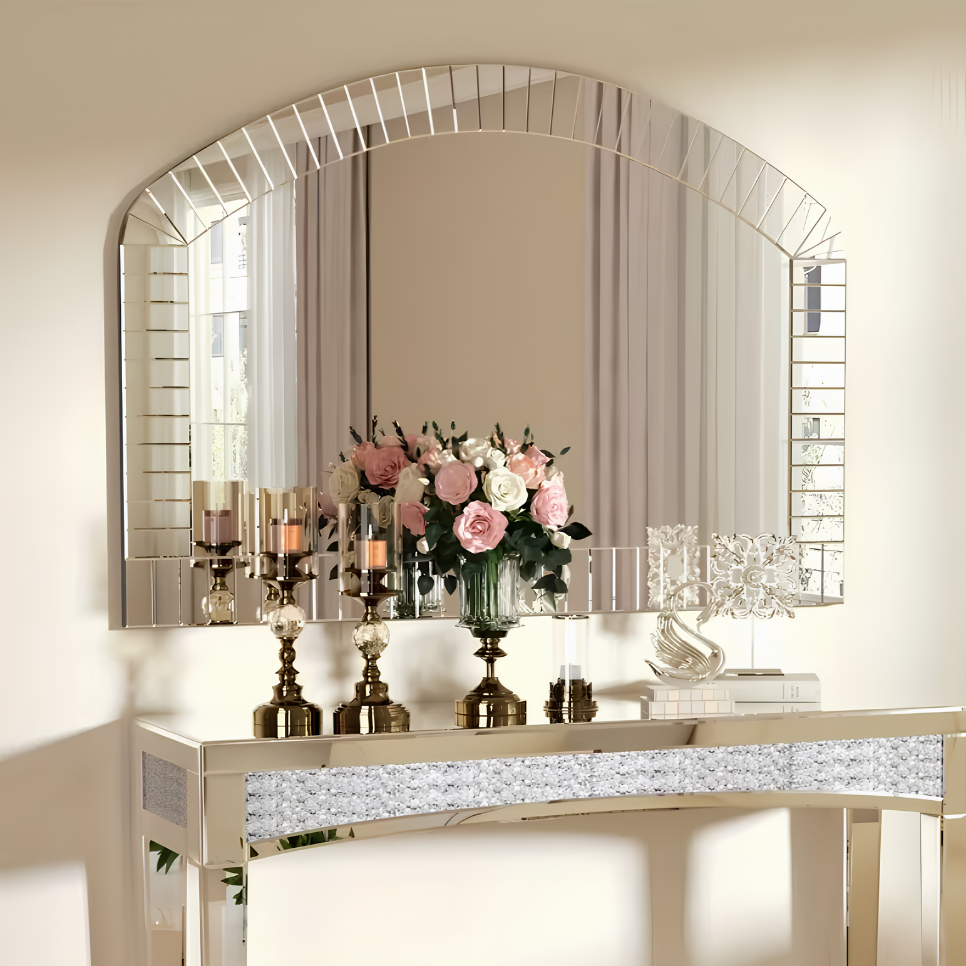 Miroir arche biseauté argenté contemporain | Aurore
