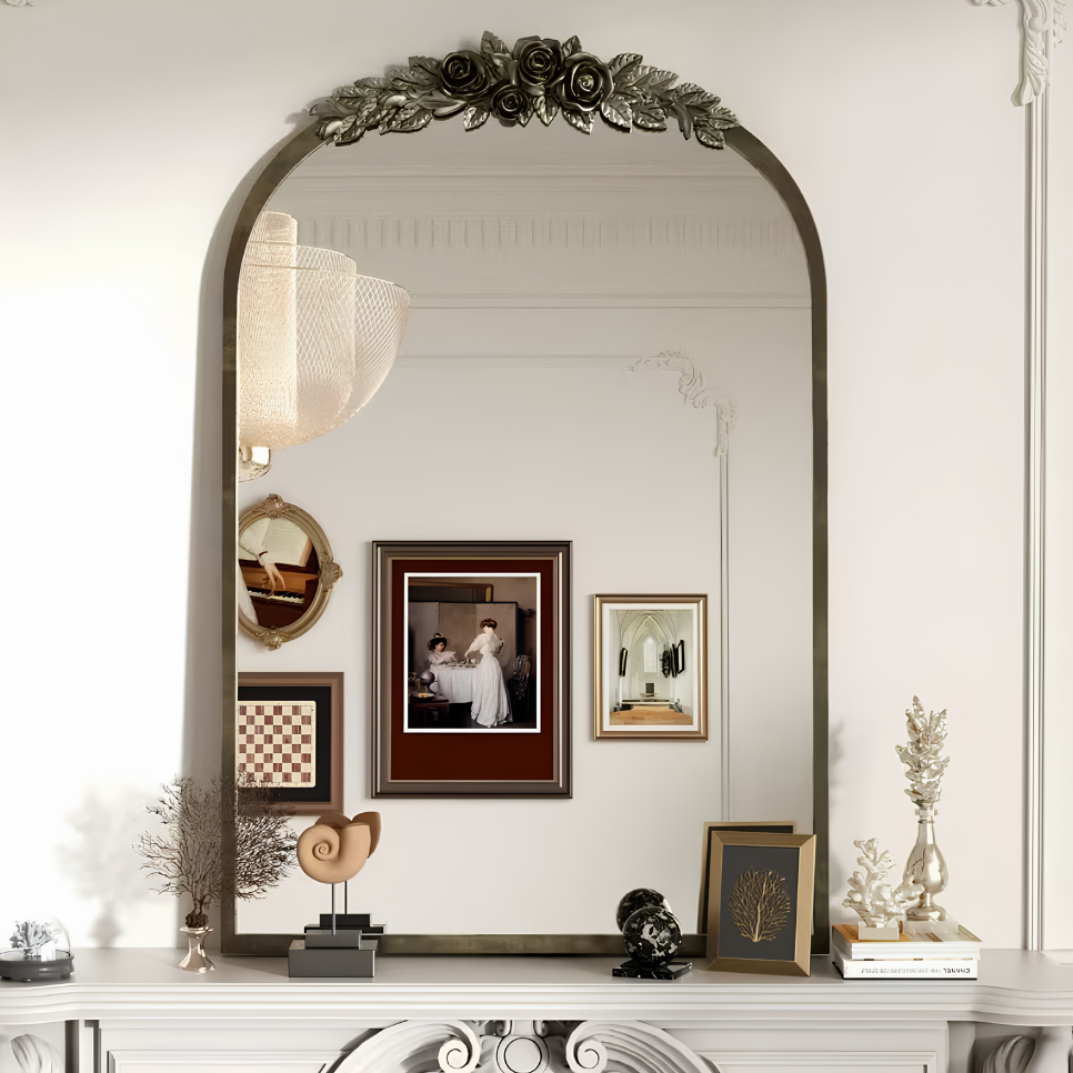 Miroir baroque arche laiton orné | Rosalie
