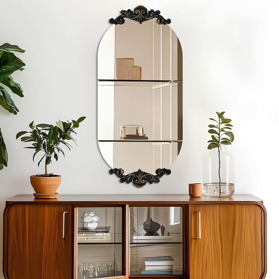 Miroir ancien baroque en laiton orné | Octavie