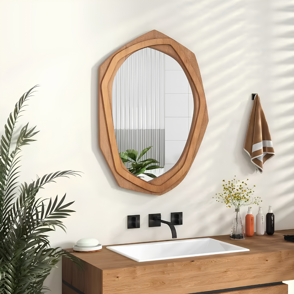 Miroir organique effet bois chêne clair | Déméter