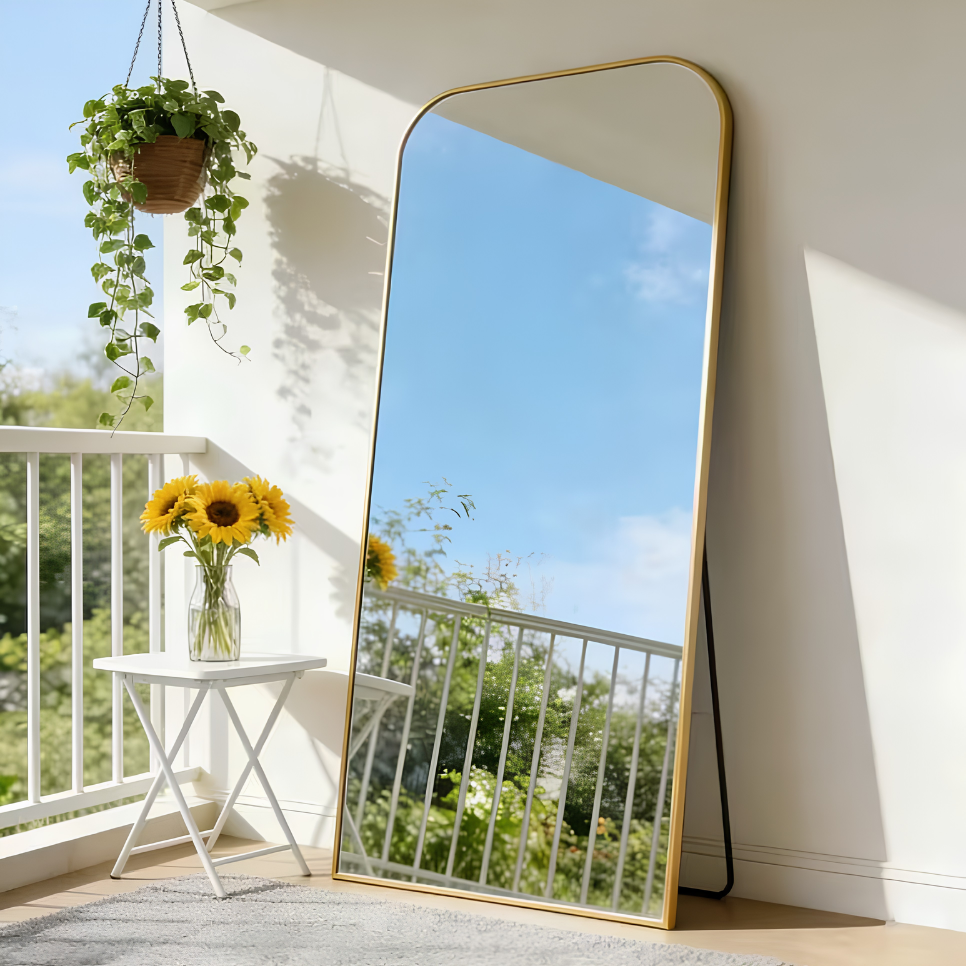 Miroir arche doré sur pied XXL | Athénaïs