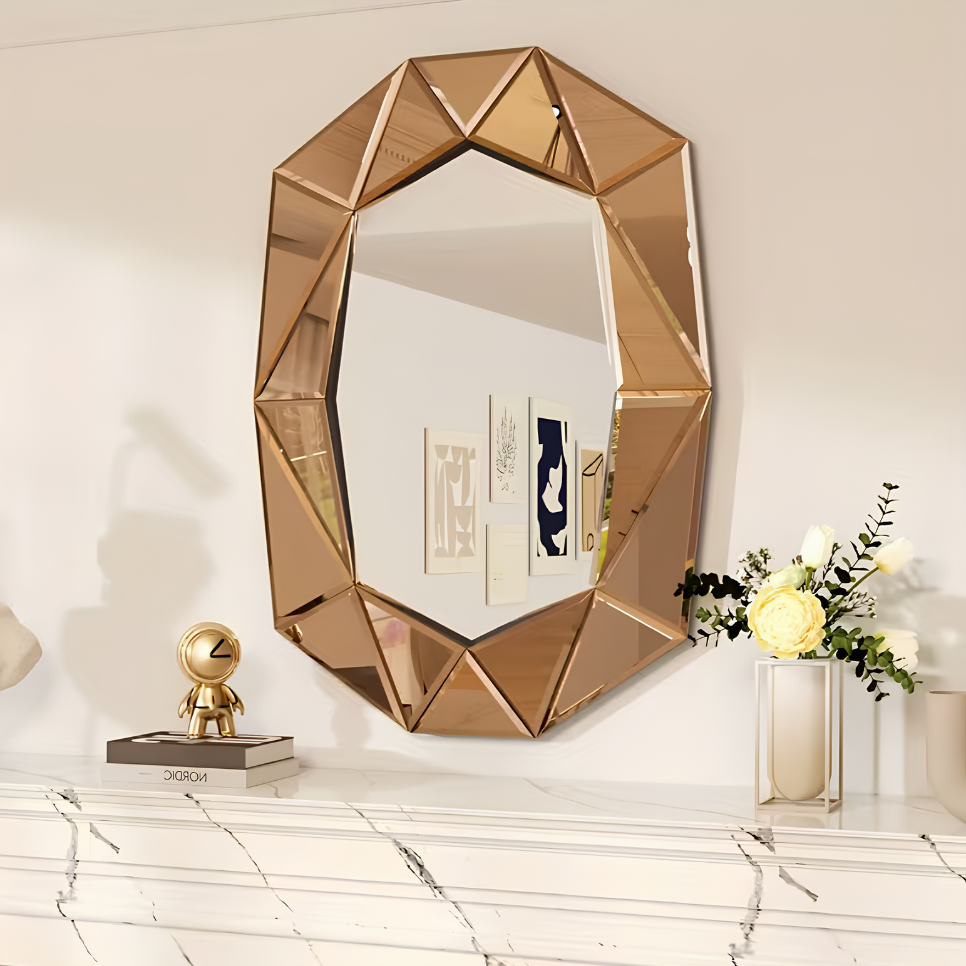 Miroir design bronze facetté géométrique | Pénélope
