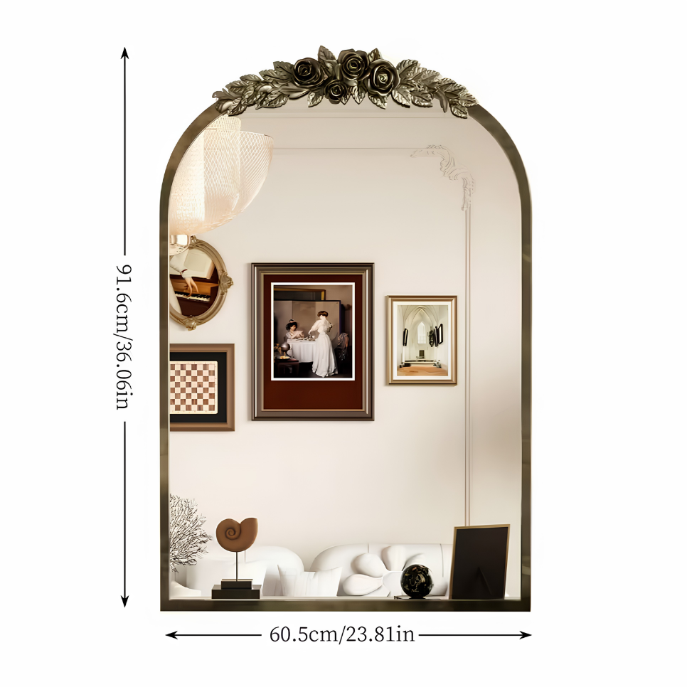 Miroir baroque arche laiton orné | Rosalie