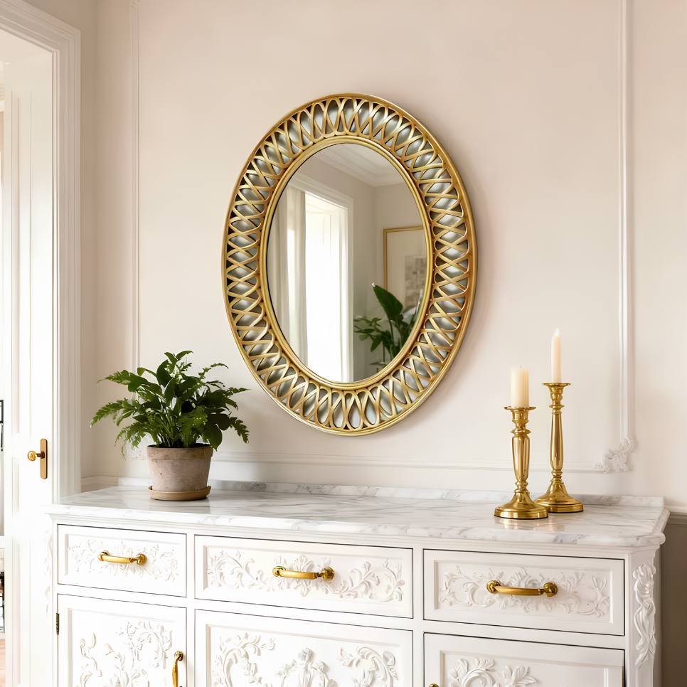 Miroir ovale doré ancien | Hortense