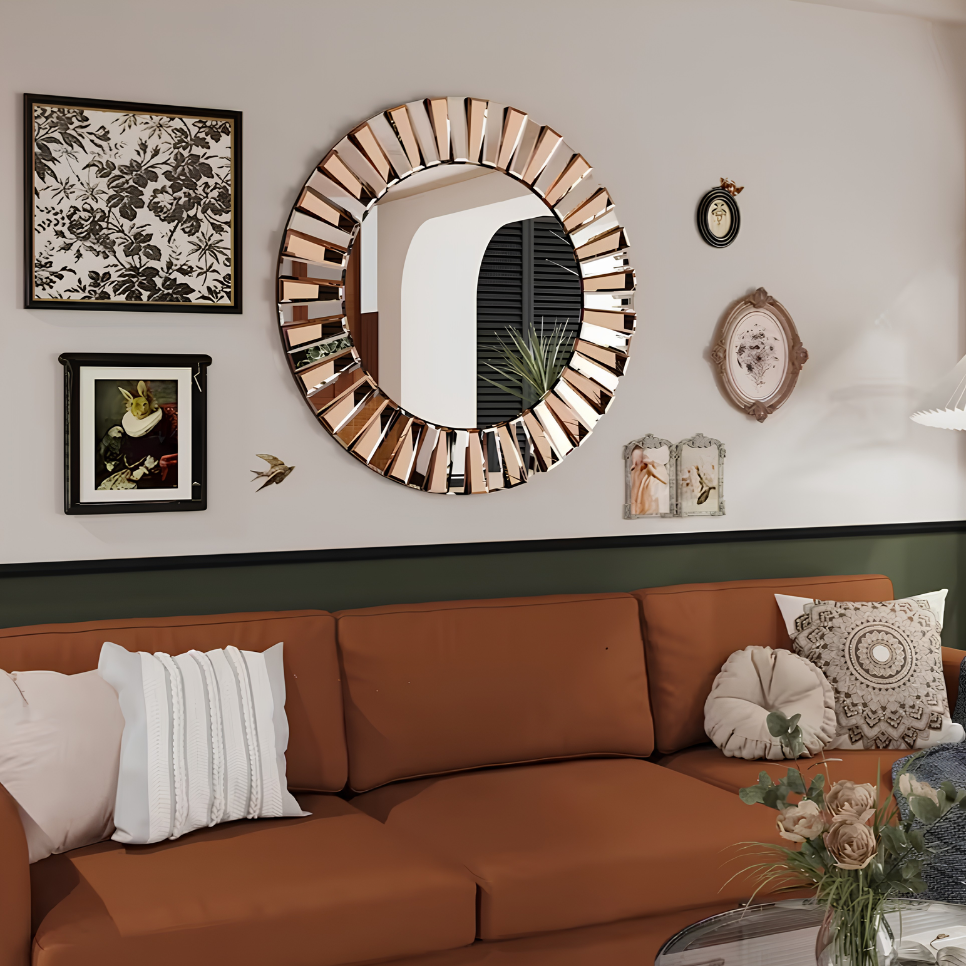 Miroir soleil rond rayonnant biseauté | Eos