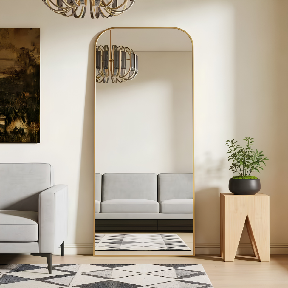 Miroir arche doré sur pied XXL | Athénaïs