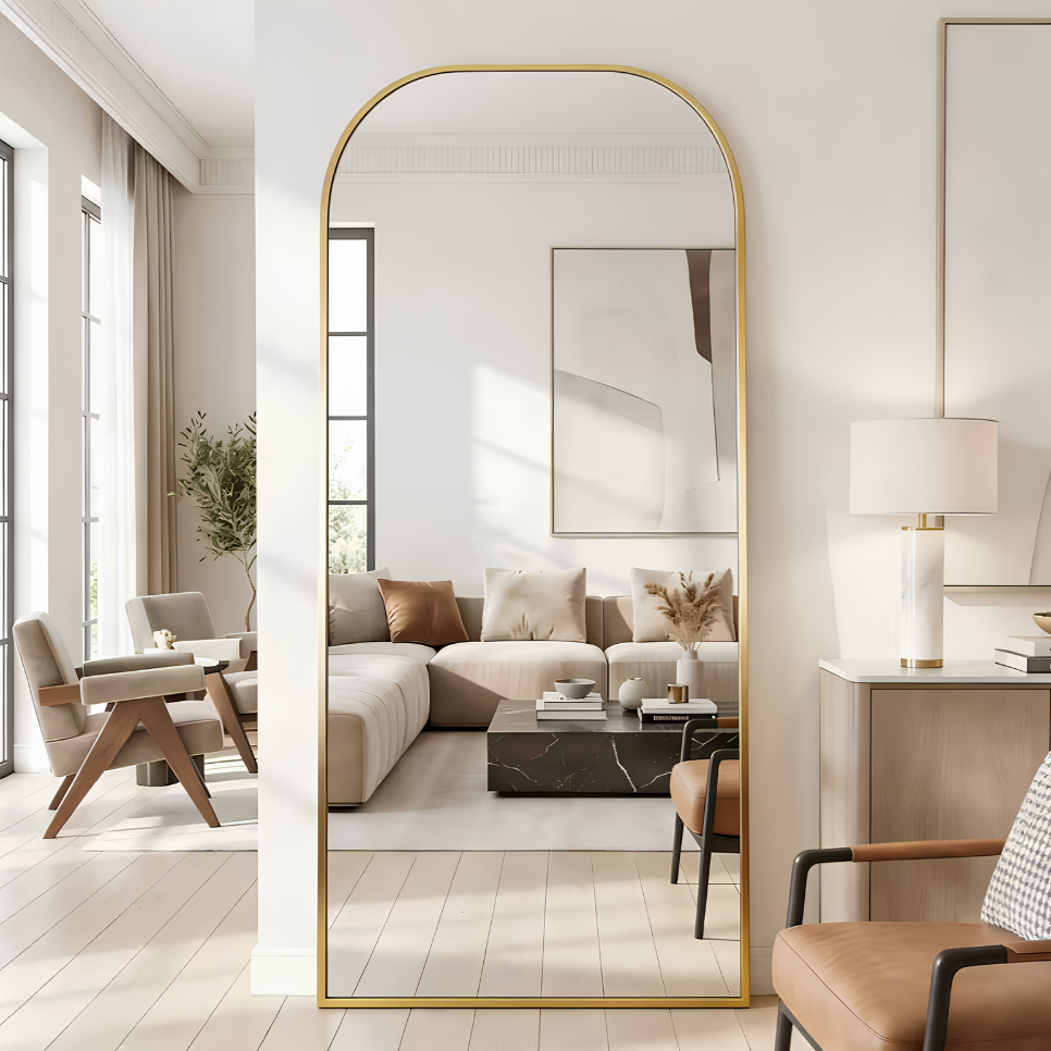 Miroir arche doré sur pied XXL | Athénaïs