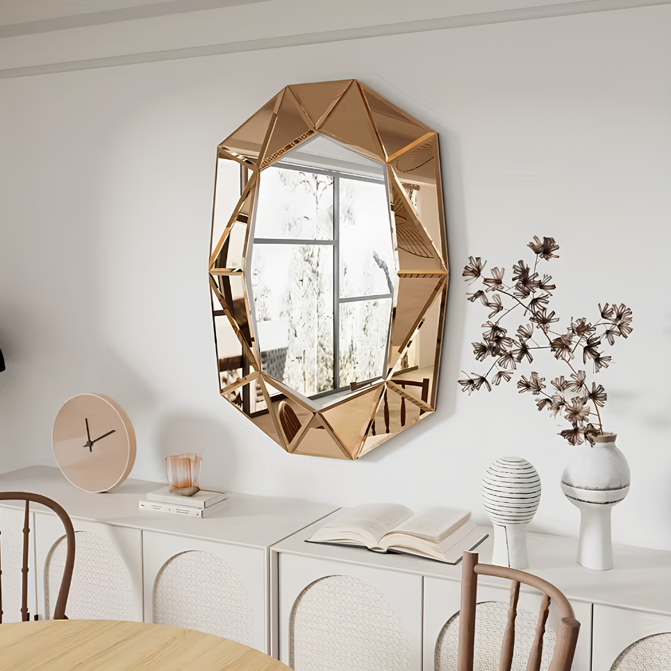 Miroir design bronze facetté géométrique | Pénélope