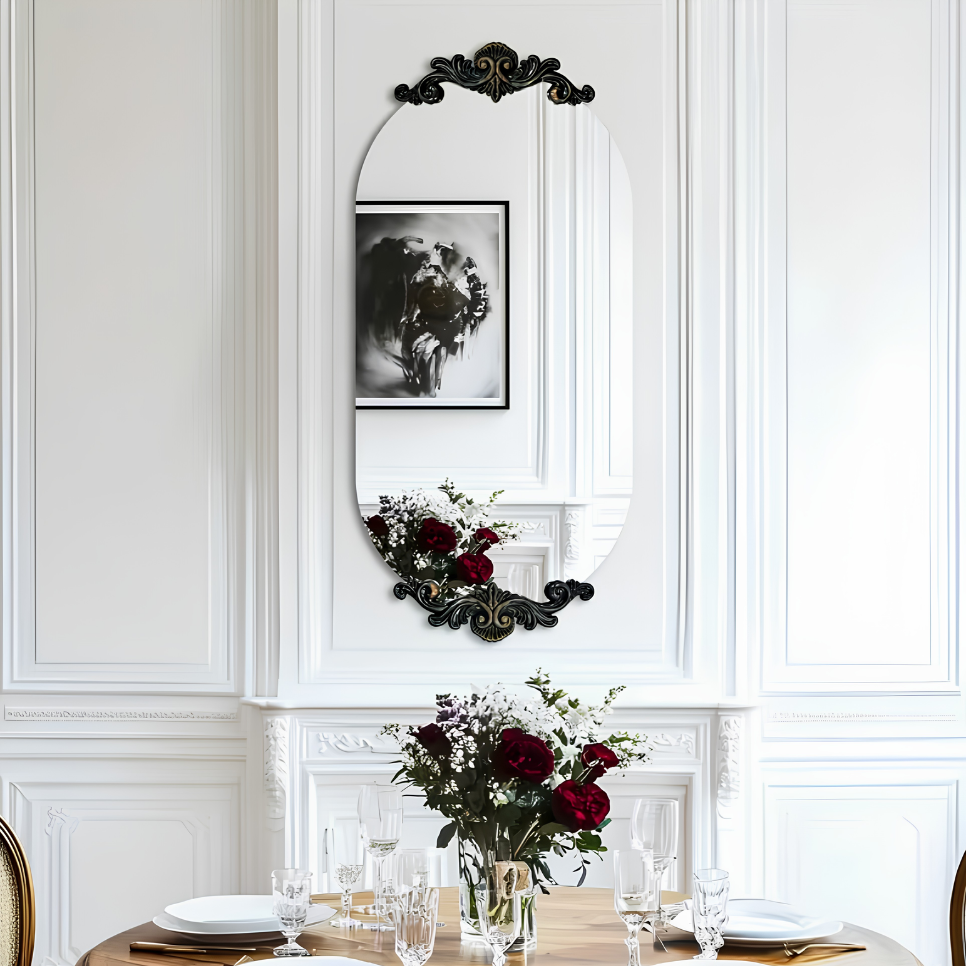 Miroir ancien baroque en laiton orné | Octavie
