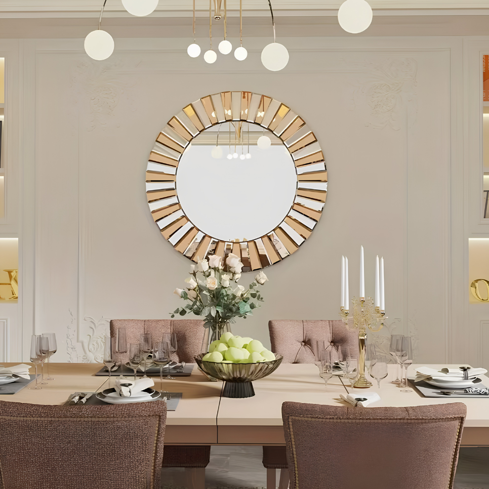 Miroir soleil rond rayonnant biseauté | Eos