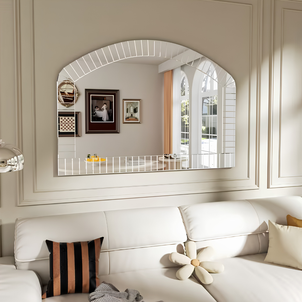 Miroir arche biseauté argenté contemporain | Aurore
