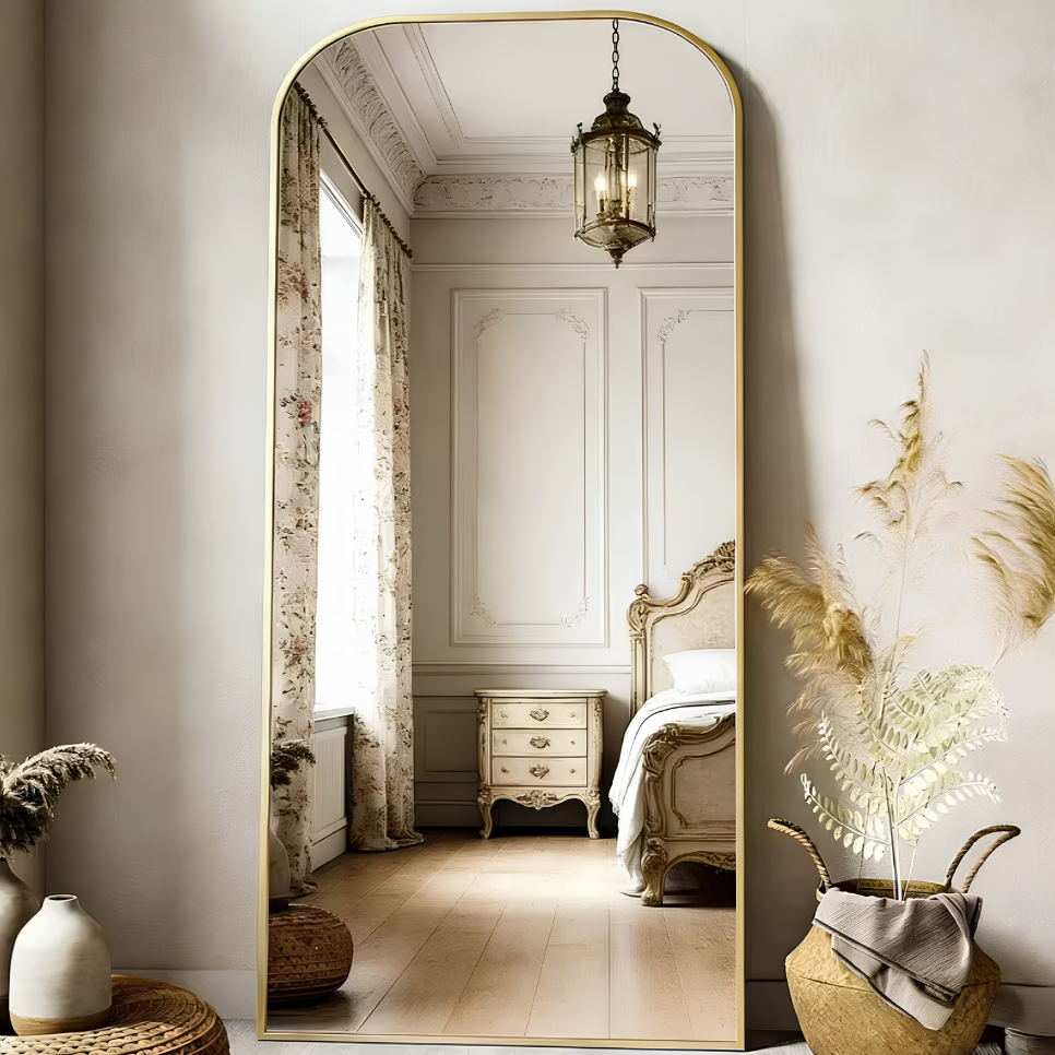 Miroir arche doré sur pied XXL | Athénaïs