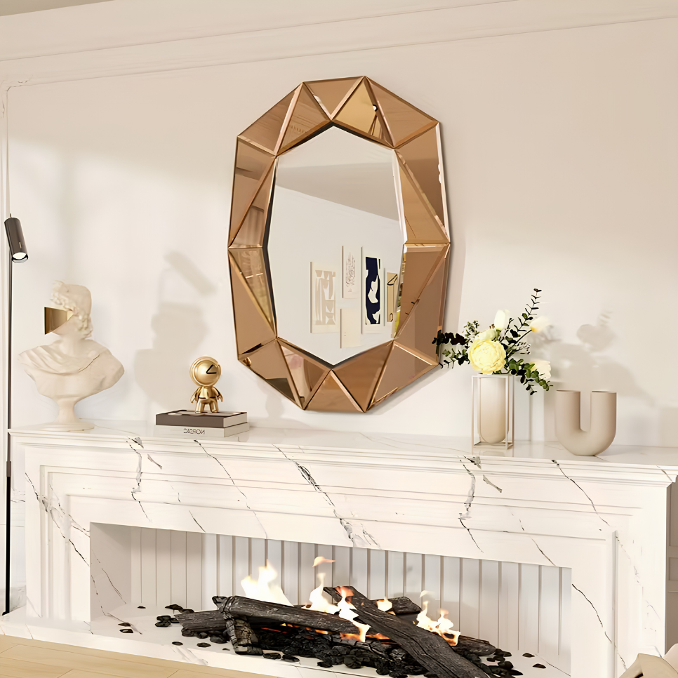 Miroir design bronze facetté géométrique | Pénélope