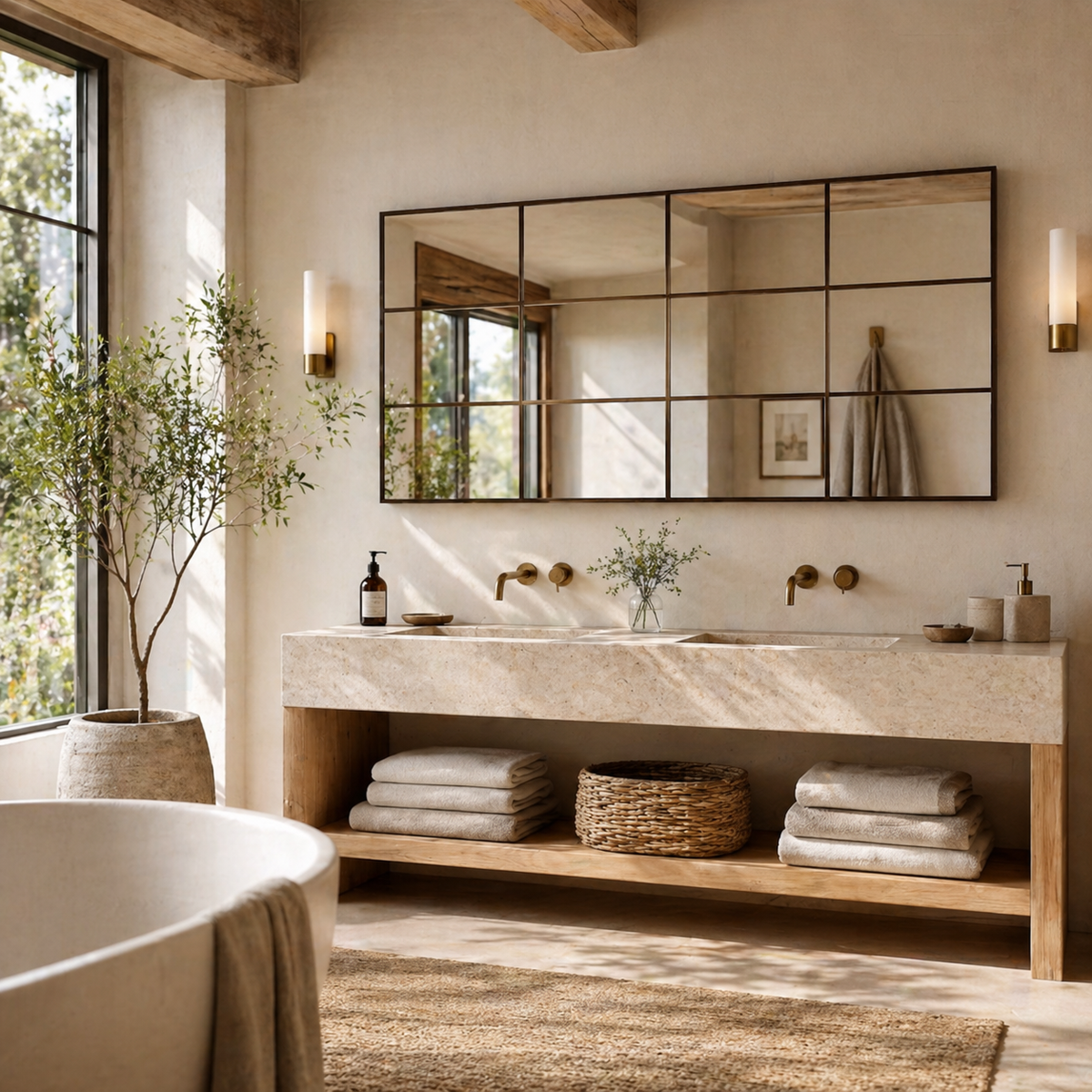 Grand miroir industriel atelier horizontal | Garance