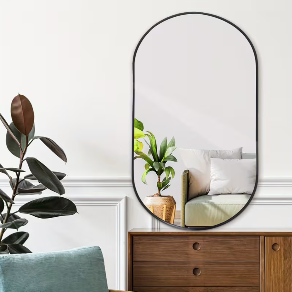 Miroir ovale noir mat minimaliste | Léna