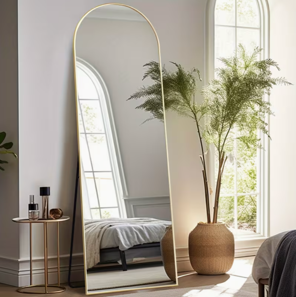 Miroir sur pied arche noir doré | Calliope